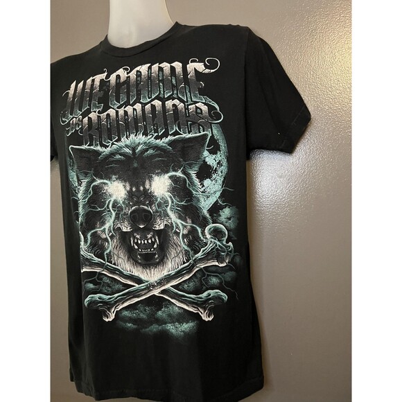We Came As Romans Shirt Mens Medium Black Band Graphic Tee Metalcore Wolf Bones - Picture 4 of 7